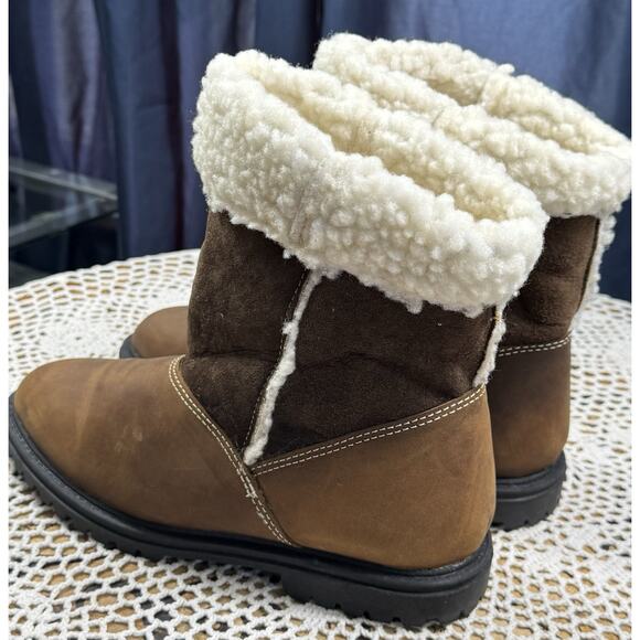 Women's Leather/Suede Ankle Boot Oakley Style Sz 8 Brown Faux Fur Lined sku 3169 - Picture 4 of 9